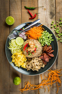 High angle view of food on table