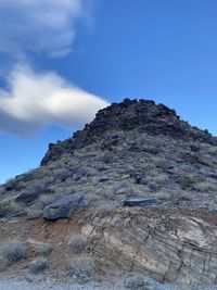 Low angle view of rock formations against sky