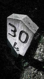 Close-up of text on wall