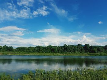 Scenic view of lake against sky