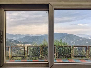 Buildings seen through window