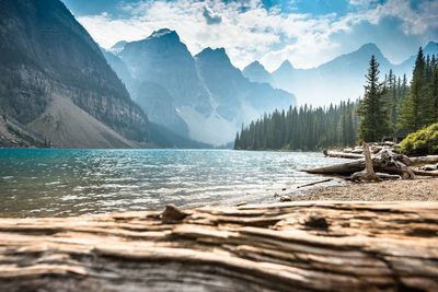 Scenic view of rocky mountains against sky