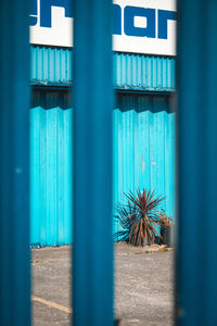 Blue window of building
