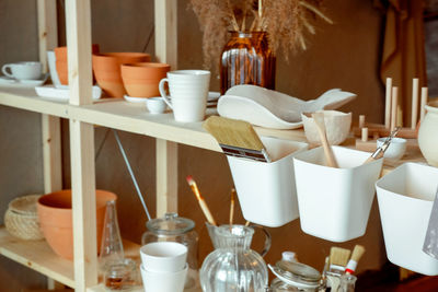 Glasses on table at home