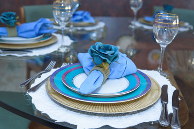 High angle view of cake on table