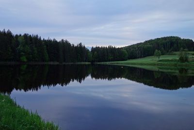 Scenic view of lake against sky