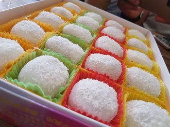 High angle view of ice cream in plate