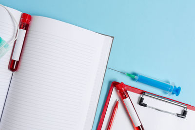 High angle view of pen on table