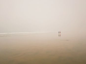 People on beach against sky