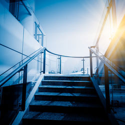 Low angle view of staircase against clear sky