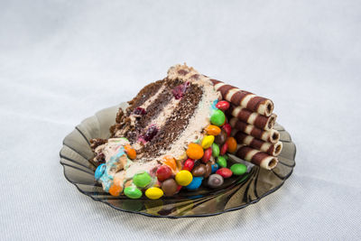 Close-up of multi colored candies on table