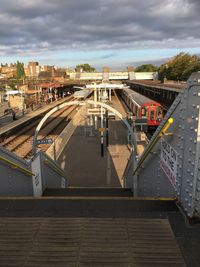 High angle view of railroad station platform