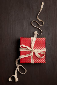 High angle view of christmas decoration on table