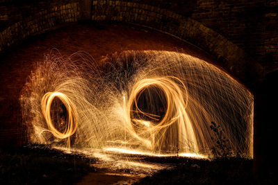 Blurred motion of illuminated lights at night