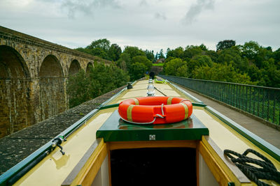 Canal boat on aqueduct
