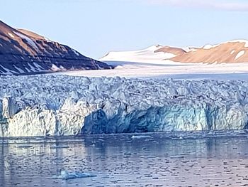 Scenic view of sea against sky during winter