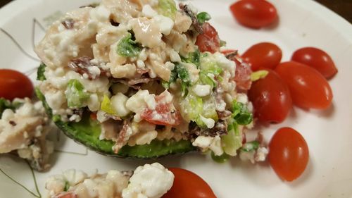 Close-up of salad served in plate