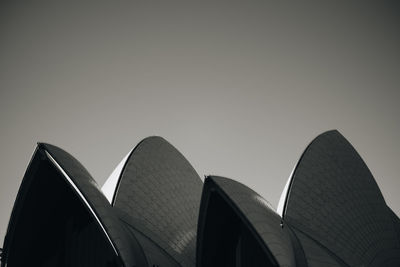 Low angle view of modern building against clear sky