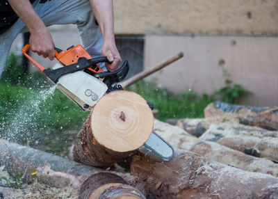 Man working on wood