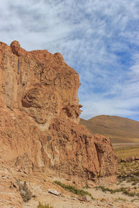 Rock formations on landscape against sky