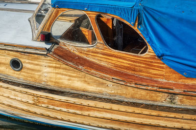 High angle view of old boat