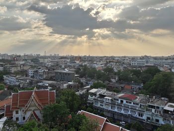 High angle view of townscape against sky