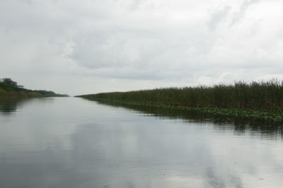 Scenic view of sea against cloudy sky