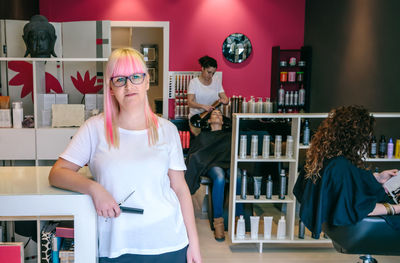 Woman standing at store