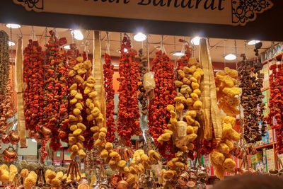 Various fruits for sale at market stall