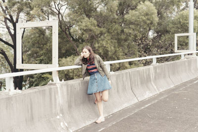 Full length of woman on bridge