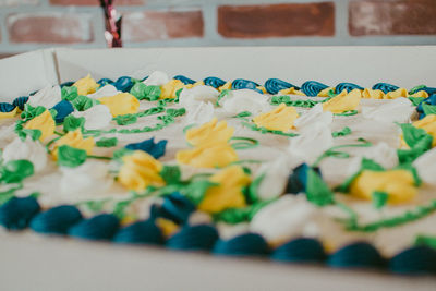 Close-up of cake on table