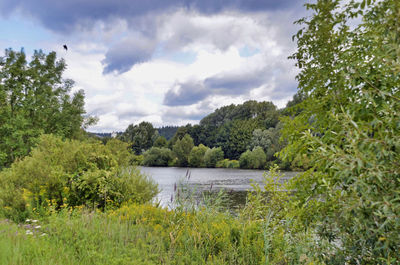 Scenic view of lake against sky