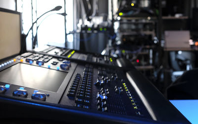 Close-up of sound mixer