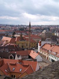 High angle view of townscape against sky