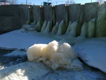 Close-up of frozen ice