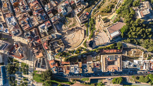 High angle view of buildings in city