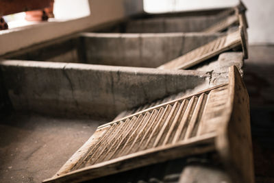 Close-up of old wooden plank