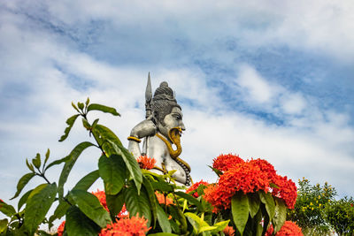 Shiva statue isolated at murdeshwar temple close up shots from unique angle