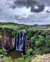 Scenic view of waterfall