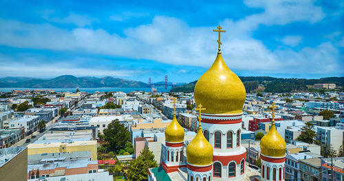 Low angle view of buildings in city