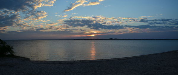 Scenic view of sea at sunset