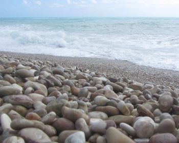 View of pebbles on beach