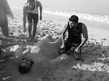 Mother and daughter on beach