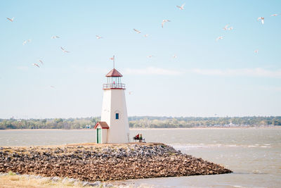 Lighthouse on lake hefner