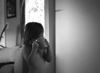 Girl drinking coffee at home