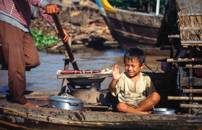 Portrait of a man preparing food