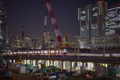 Illuminated cityscape at night