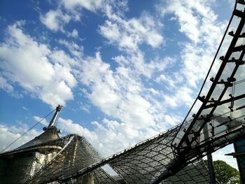 Low angle view of building against cloudy sky