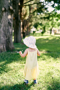 Rear view of girl wearing hat