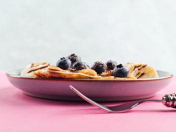 Close-up of fruits in bowl on table